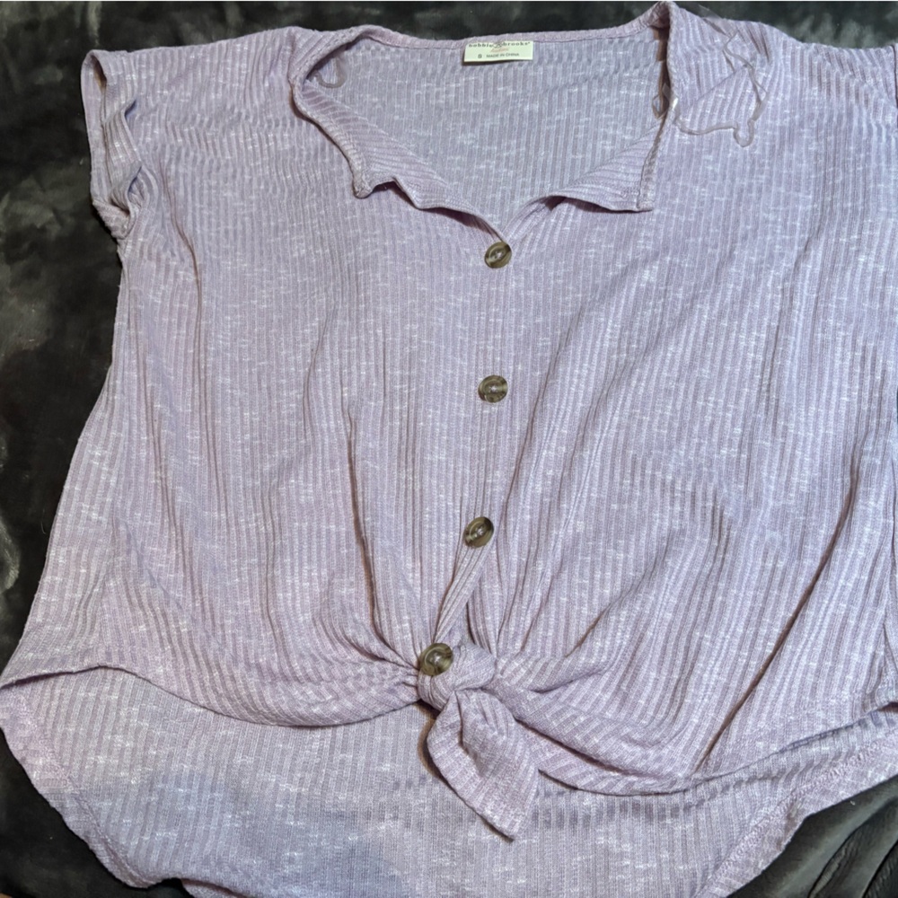 Bobbie Brooks Purple Ribbed Button Down Shirt